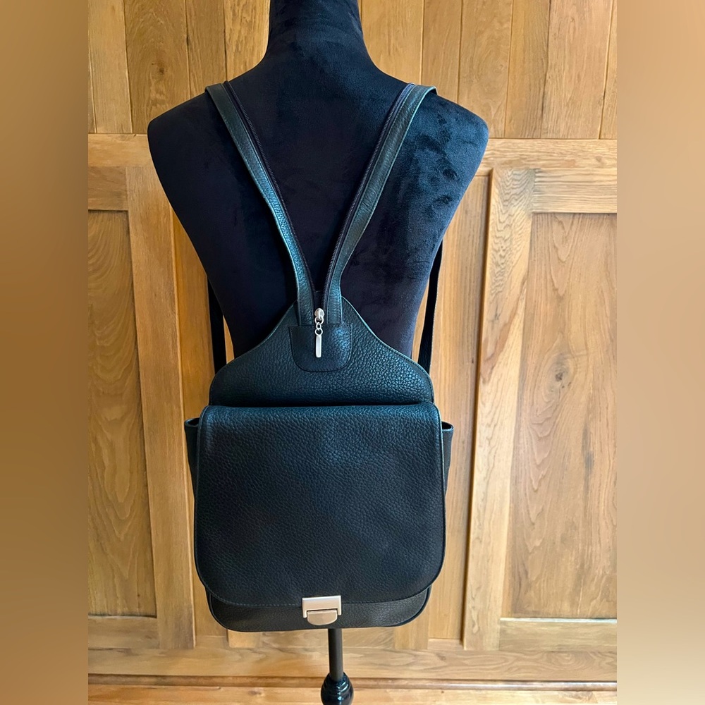 Y2K black leather purse -backpack